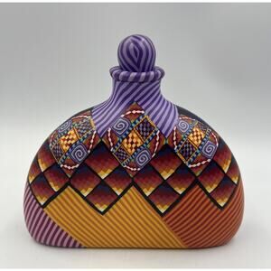 Polymer Clay Decanter Container Bottle With Stopper Colorful Bright